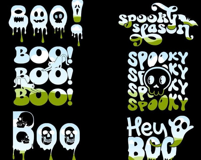 6 Halloween Canva Frame Template, Editable Template in Canva, Drag and Drop Images To Frame, Spooky Season, Halloween Boo