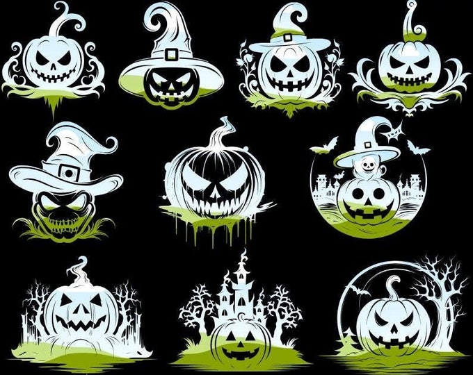 10 Pumpkin Canva Frame Template, Halloween Editable Template in Canva, Drag and Drop Images To Frame,