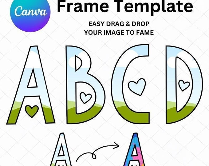 About Alphabet Letters Editable Canva Frame Graphic
