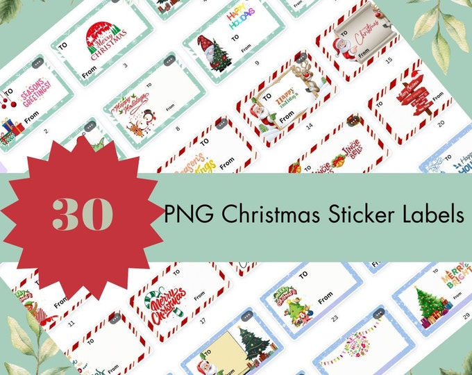 30 Merry Christmas Design Labels,Christmas Sticker, Merry Christmas labels printable, Christmas Gift Label JPEG ,Gift Tag, Holiday Gift Tag