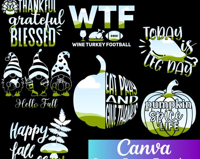 Editable Thanksgiving Design In Canva Frame Template,Little Turkey, Hello Fall,Drag and Drop Images To Frame,Hello Pumpkin, Football Turkey