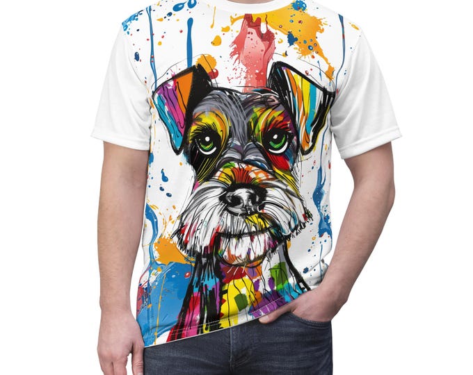 Colorful Dog Art Unisex Tee, Artsy Pet Lover Shirt, Dog Owner Gift, Graphic Tee for Dog Lovers, Artistic T-Shirt for Celebrations