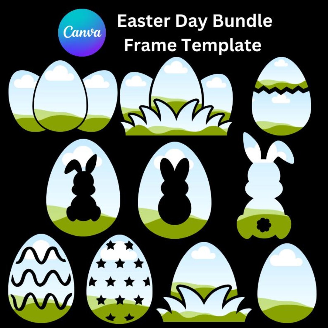 Happy Easter Bundle in Canva Frame, Easter Eggs Hunt, Easter Bunny ...