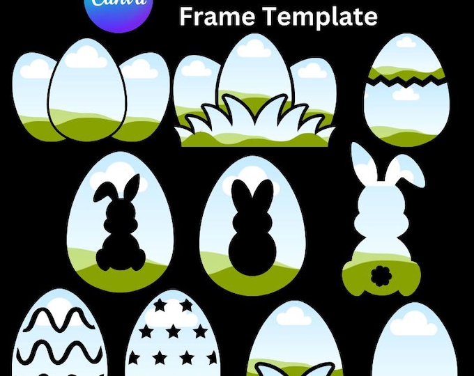 Happy Easter Bundle in Canva Frame, Easter Eggs Hunt, Easter Bunny Canva Template, Hip Hop Easter,Drag and Drop Images To Frame