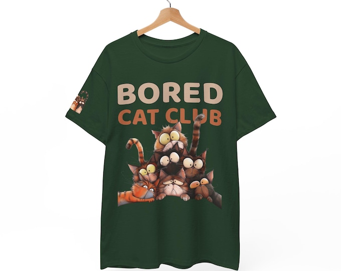 Bored Cat Club Tee, Funny Cat Lover Shirt, Unisex Cotton T-Shirt, Cute Cat Club Apparel, Gifts for Cat Owners, Feline Friends Tee