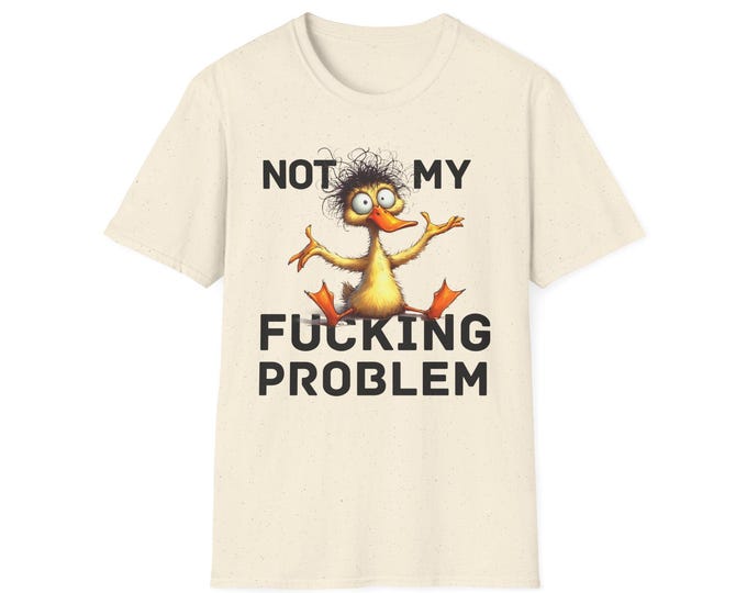 Unique Design Text Cartoon Duck Unisex Soft style T-Shirt, Funny Duck Tee, Quirky Animal Shirt, Unique Text Print Top, Novelty Graphic Tee