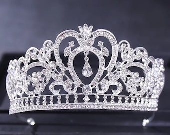 Kristall Brautkrone: silberfarbene Strasskönigin Tiara