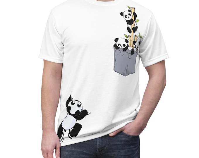 Cute Panda Bears in a Pocket Tee | All-Over Print