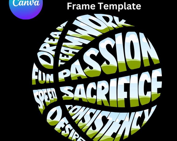 Basketball Canva Frame Template, Customize Basketball Images , Dream, Teamwork, Passion, Speed, Fun, Consistency, Desire Basketball