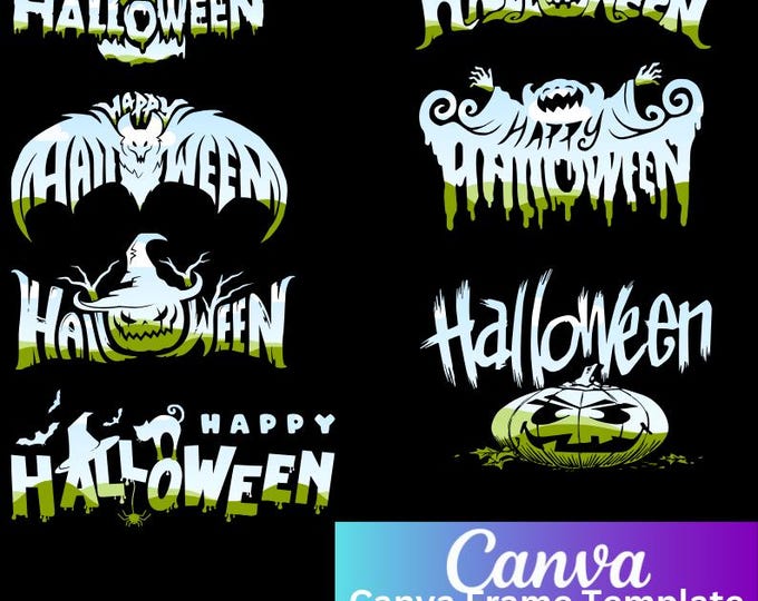 Editable Halloween Canva Frame Template, Happy Halloween Template, Drag and Drop Images To Frame
