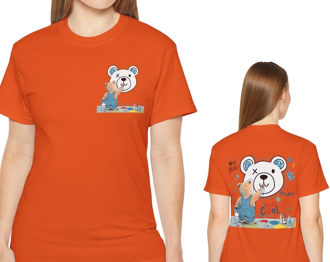 Cool Bear Art Unisex Tee - Fun Graphic Tee for Kids, Casual Summer Style, Birthday Gift, Animal Lover Shirt, Every Day Wear