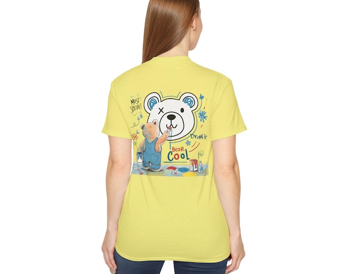 Cool Bear Art Unisex Tee - Fun Graphic Tee for Kids, Casual Summer Style, Birthday Gift, Animal Lover Shirt, Every Day Wear