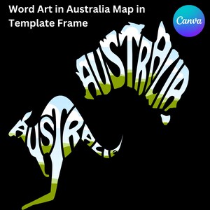 Modèle de carte graphique Word Art de l'Australie dans un cadre Canva
