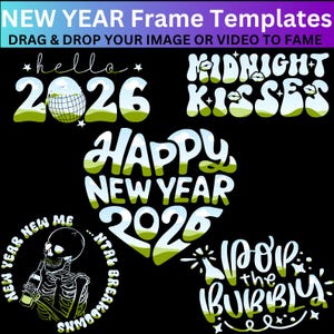 Frohes neues Jahr 2026 Canva Rahmen Vorlagen (Digitaler Download)