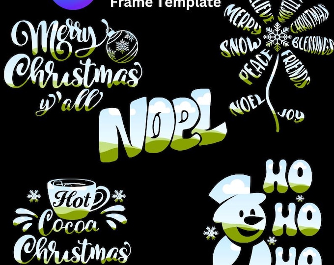 Merry Christmas Canva Frame Template, Hot Cocoa Christmas Movie, Snowman Ho Ho Ho, Noel, Peace, Friends, Drag and Drop Images in Canva