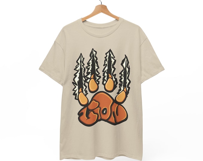 Bear Paw with Pine Trees Tee | Outdoor Nature Forest Graphic Shirt
