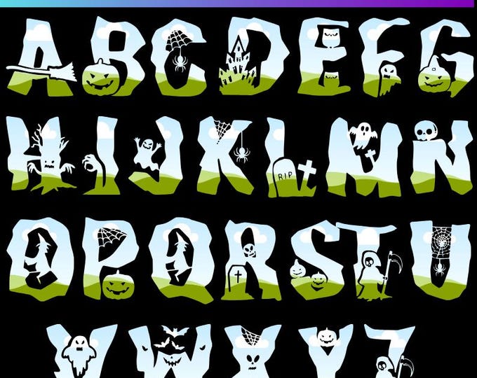 Upper Case and Lower Case Alphabet Halloween Canva Frame Template, Editable Template in Canva, Drag and Drop Images To Frame
