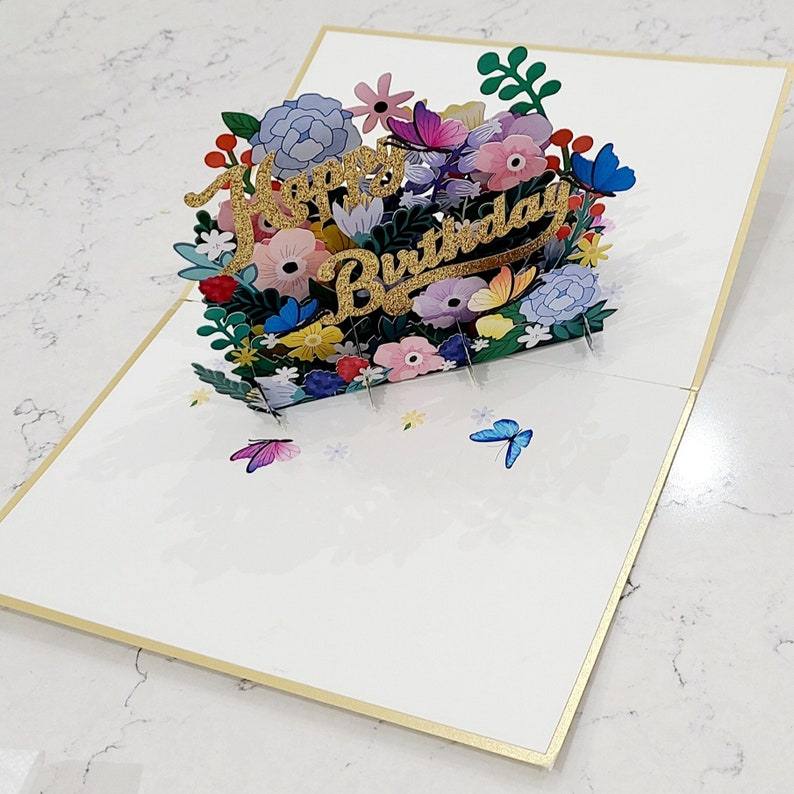Deluxe Happy Birthday Flower Pop up Card - Etsy