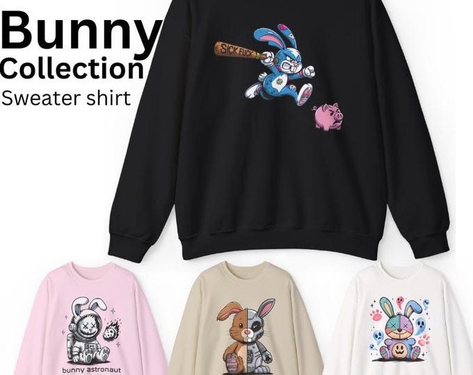 Cute Bunny Collection Sweatshirt, Spooky Sweatshirt, Unisex Halloween Apparel, Cozy Fall Fashion, Gift for Animal Lovers