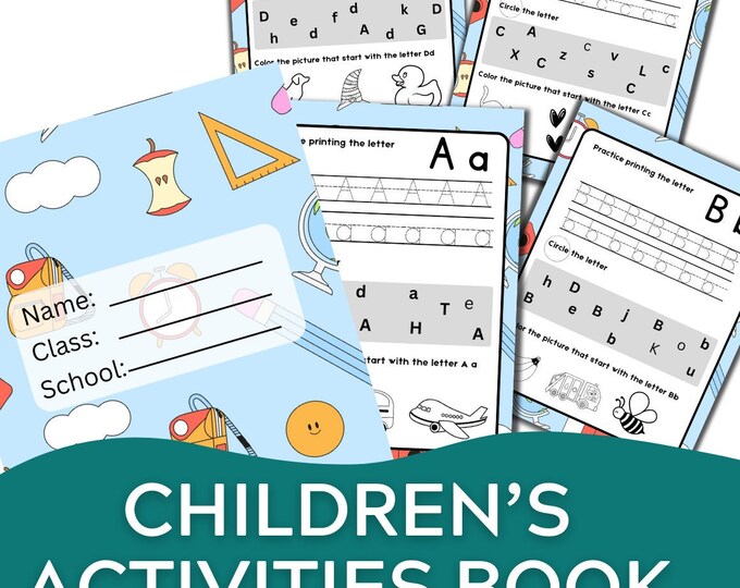 Children's 3 in 1 activities book, kids tracing letter, children coloring pages, printable activites book, children alphbet tracing letter,