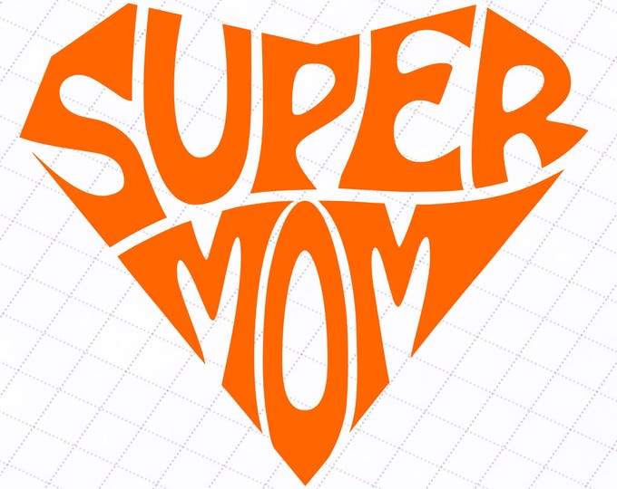 Super Mom PNG-SVG-DXF in Diamond Heart Shape,Mother Day Digital Download,Mom word art,Cut Files for Cricut