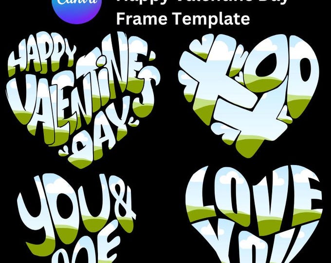 Happy Valentine Day in Canva Templates, You and Me, Love you,Word Graphic Design,Lettering in Canva Template,Add Your Own Photos