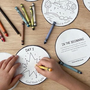 7 Days Creation Earth Book, Bible Crafts, Sunday School Activity, Genesis Story, Kids Educational Pages