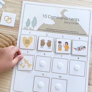 Dziesięć Przykazań do druku, gra pamięciowa - zajęcia biblijne dla dzieci, program nauczania domowego Starego Testamentu Mojżesz