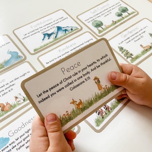 Tarjetas Bíblicas Fruto del Espíritu, Tarjetas Bíblicas para Niños, Actividad Bíblica para Niños, Escuela Dominical, Escuela Cristiana en Casa Imprimible