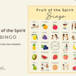 Fruit of the Spirit Bingo Game, Digital Download, Bible Games, Sunday School Games, Bible Printables