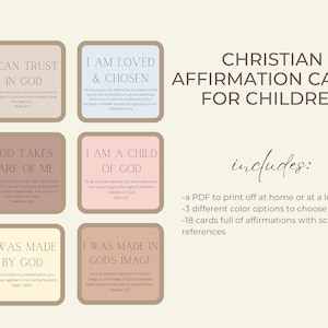 Bible Affirmation Cards for Kids,Biblical Truth Cards, Identity in Christ, Christian Affirmation Cards Kids, Bible Printables