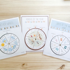 Calendar Wheels Bundle, Weather Wheel, Days of the Week Wheel, and Months of the Year Wheel