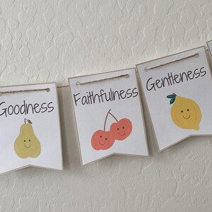 Fruit of the Spirit Banner Bible Wall Decor Christian Printables for Kids Sunday School Homeschool, Christian Homeschool Poster