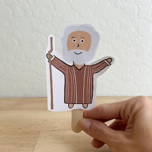 Moses Parts the Red Sea, Moses Puppet Figure, Sunday School Craft, Old Testament Game, Faith-based Game
