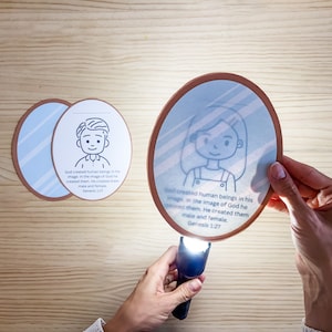 Bild Gottes Spiegel-Taschenlampen-Handwerk für Kinder, Bild Gottes-Handwerk, Bibel-Ausdrucke, Sonntagsschul-Handwerk, Hausschul-Handwerk, Kreations-Handwerk