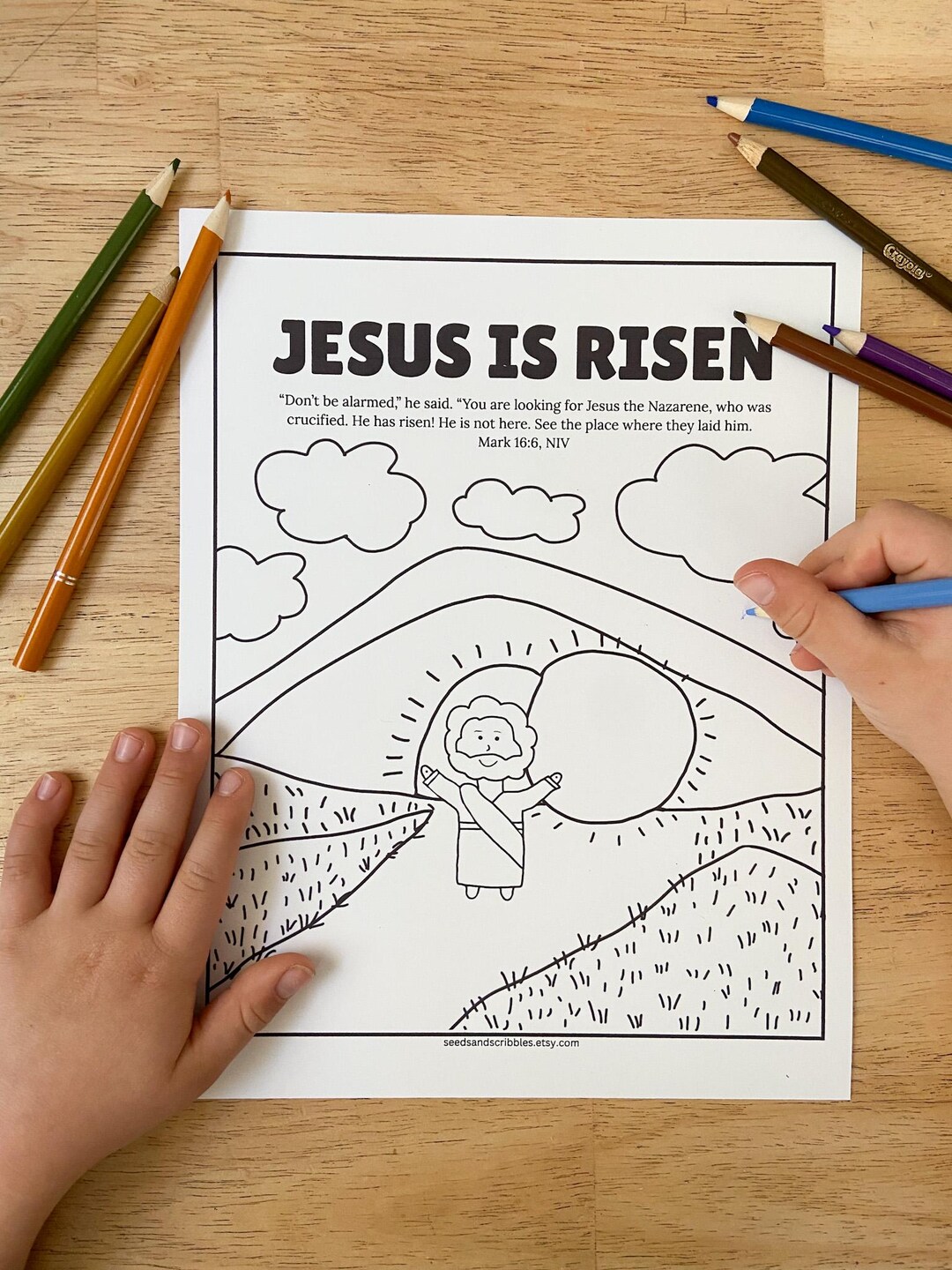 Jesus is Risen Coloring Page - Christian Bible Printable Activity for ...