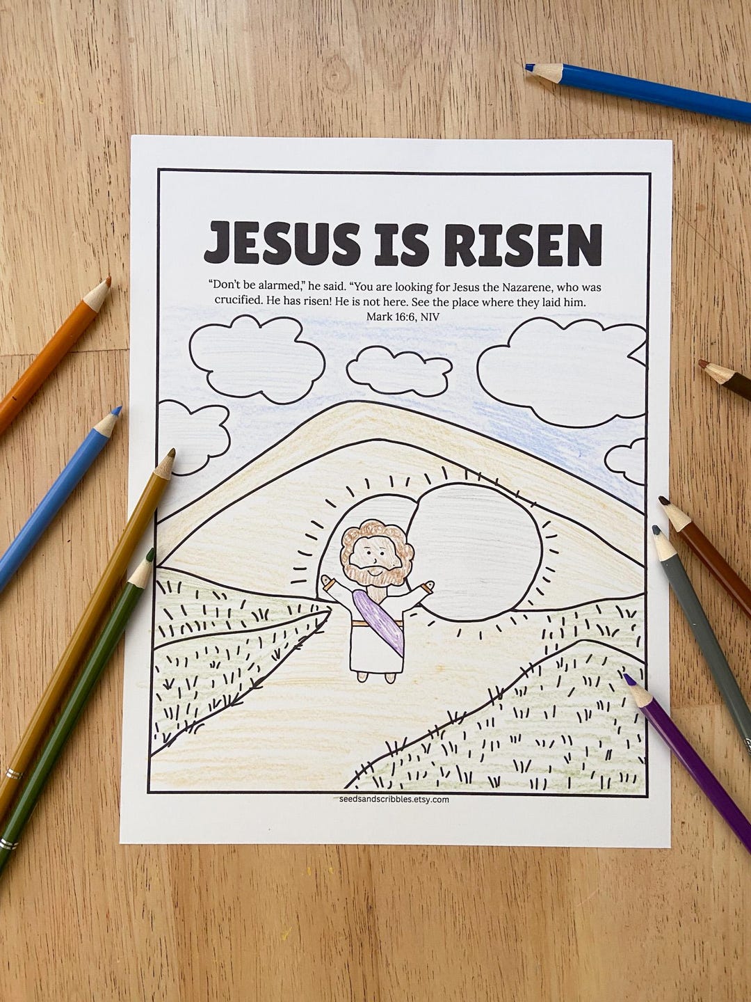 Jesus is Risen Coloring Page, Easter Sunday Story, Lent, Holy Week ...