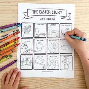 Página para colorear de la historia de Pascua, Jesús de Pascua imprimible, Página para colorear de Pascua, Historia bíblica de Pascua, Actividad cristiana de Pascua, Pascua cristiana