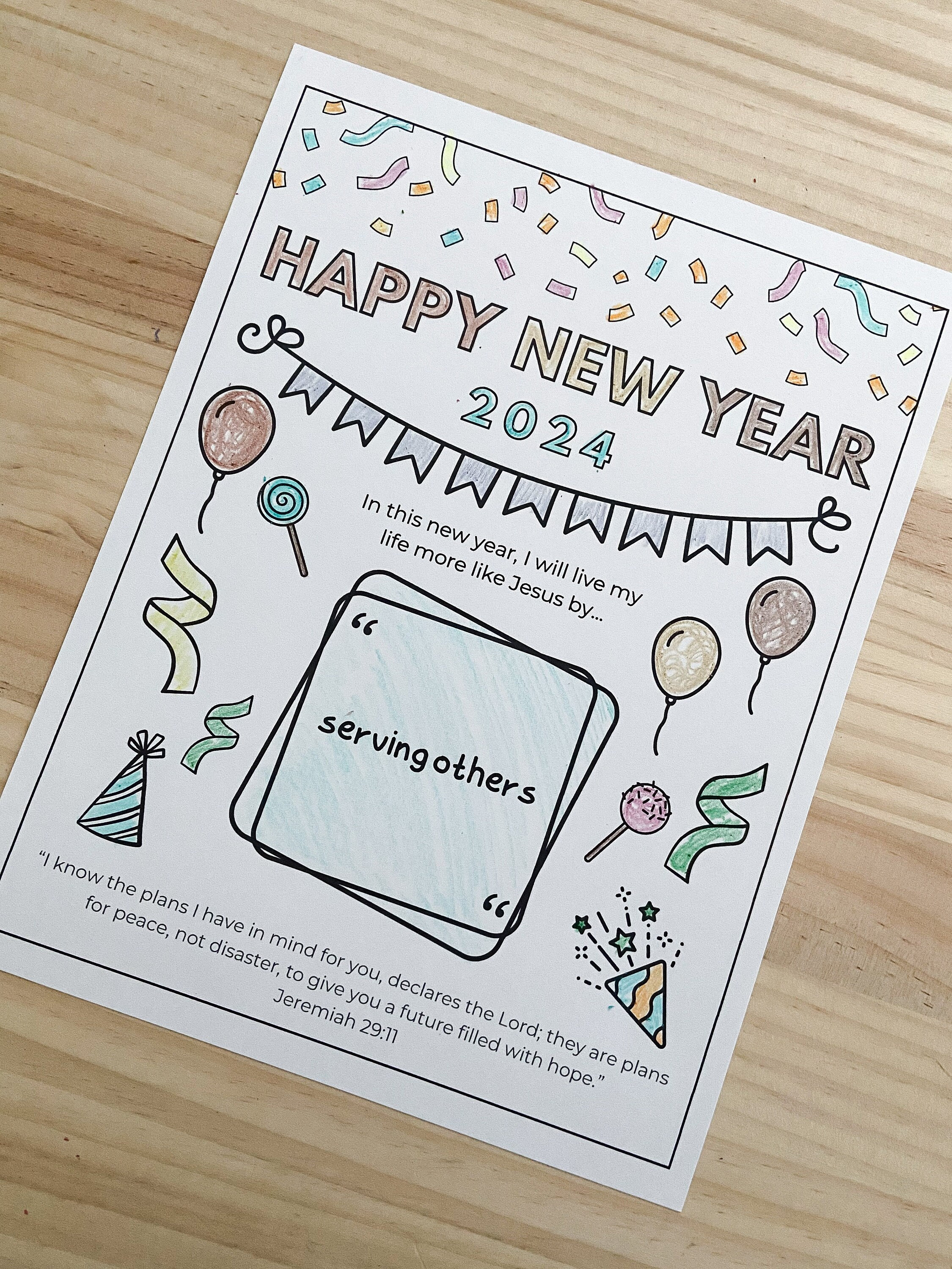 New Year Coloring Page for Kids, New Years Eve Coloring Sheet, Kids