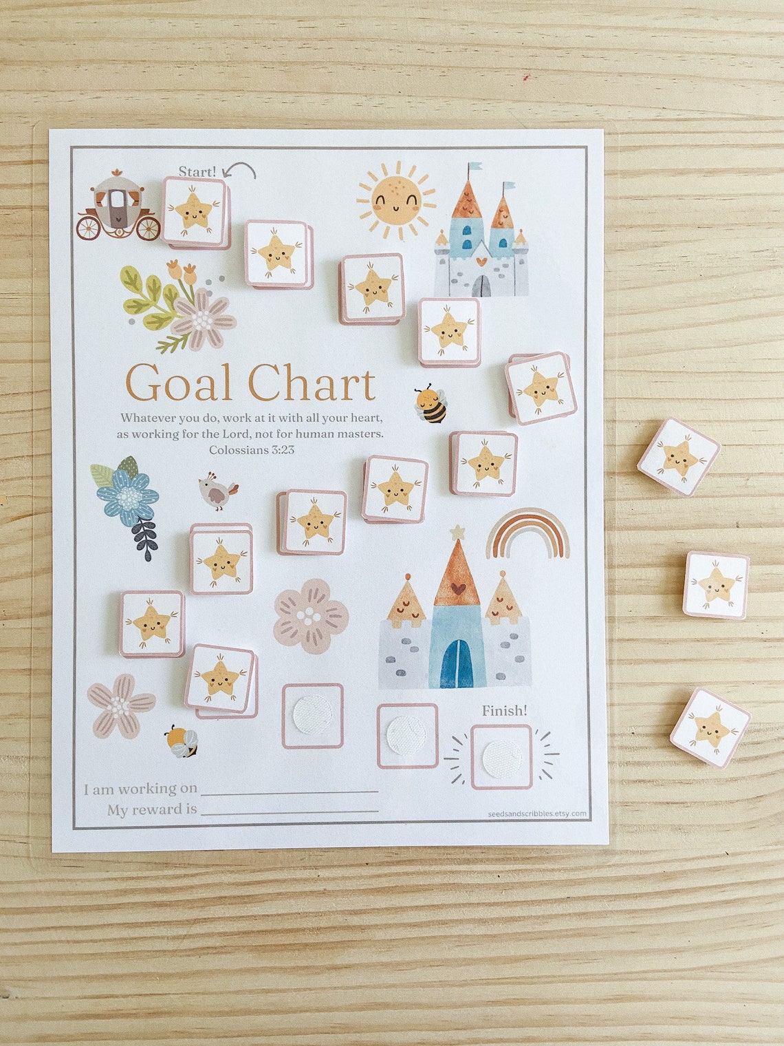 Kids Goal Chart Bundle - Printable Reward Potty Behavior Bible Verse ...