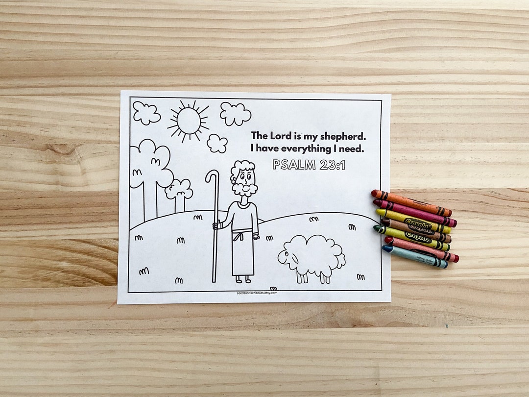 Psalm 23 Coloring Page, the Lord is My Shepherd Coloing Page, Sunday