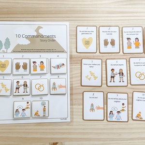 Juego de memoria imprimible de los Diez Mandamientos, Juego de memoria bíblica, Actividad bíblica para niños, Memoria del Antiguo Testamento, Plan de estudios bíblico de educación en el hogar
