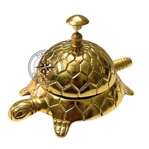 Brass Desk Bell | Tortoise Bell | Unique Desk Bell | Calling Bell Table Top Bell | Service Table Bell for Home/Office Decor