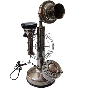 Brass Candlestick Rotary Dial Telephone: Retro Home Decor