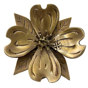 Solid Brass Flower Door Knocker - Antique Finish