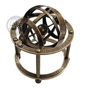 Maritime Nautical Antique Brass Engraved Armillary Sphere Astrolabe Collectible Globe tabletop gift home decor