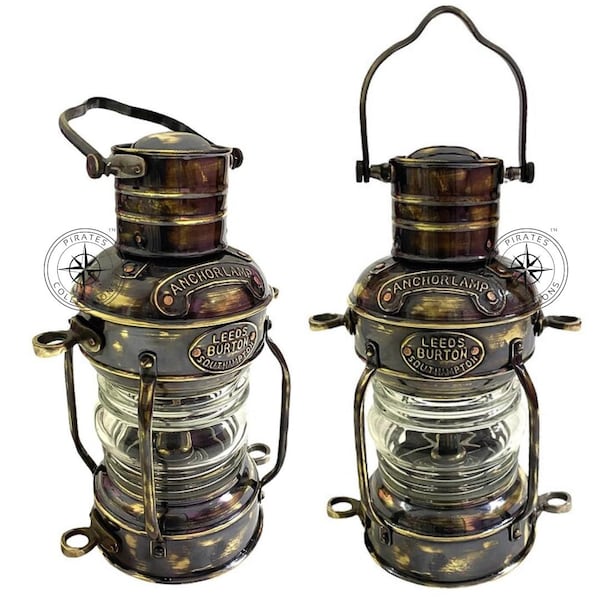 Brass Anchor Oil Lantern: Nautical Hanging Lamp, Home Decor Gift