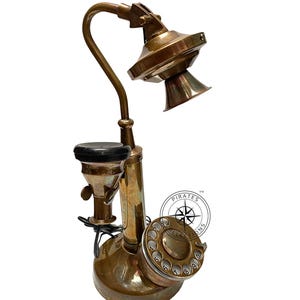 Handmade Brass Candlestick Rotary Phone: Retro Home Decor