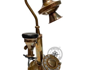 Handmade Brass Candlestick Rotary Phone: Retro Home Decor