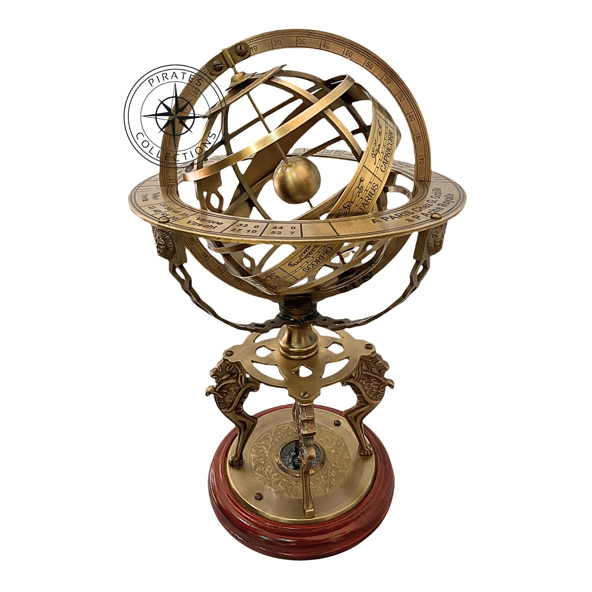 Sphere Compass Model Antique Brass Armillary Sphere Globe With Compass: Home Office Decor - Etsy